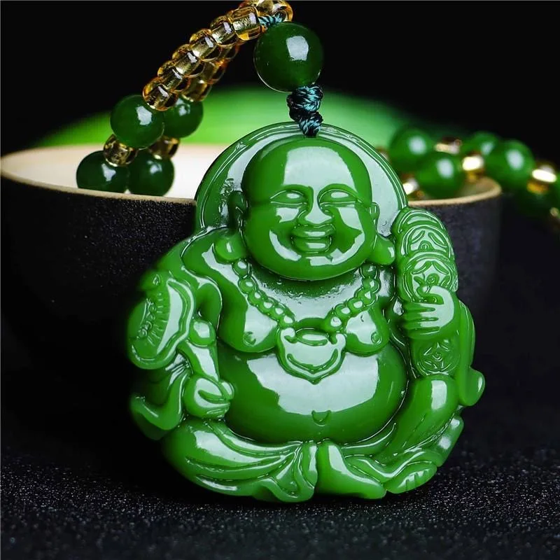 Jewelry & Watches Sp Z Oo Ul Frezerów 3 - الصينية الأخضر اليشم Maitreya بوذا قلادة