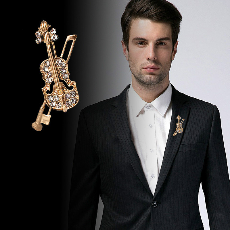 Vintage Brooch Pin - كريستال الكمان بروش مجوهرات فاخرة معدات