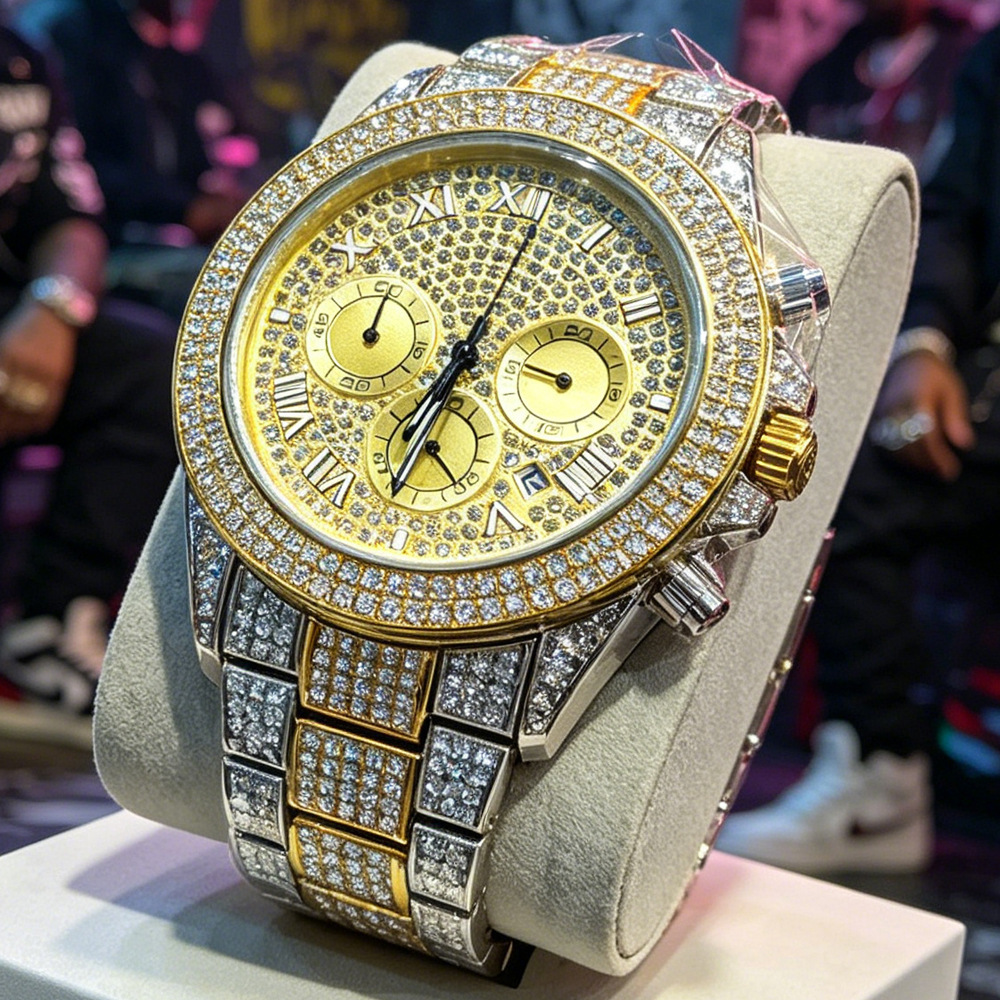 Jewelry And Watches Luxury Brand - ساعة كوارتز رجالية فاخرة مرصعة بالألماس