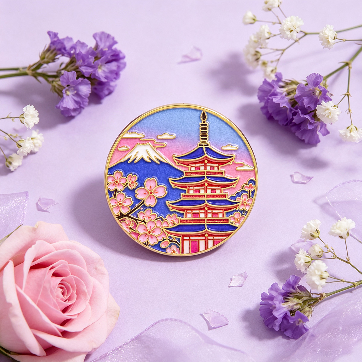 دبوس مينا بتصميم زهرة الكرز ال - مراجعة Vintage Brooch Pin وسعره