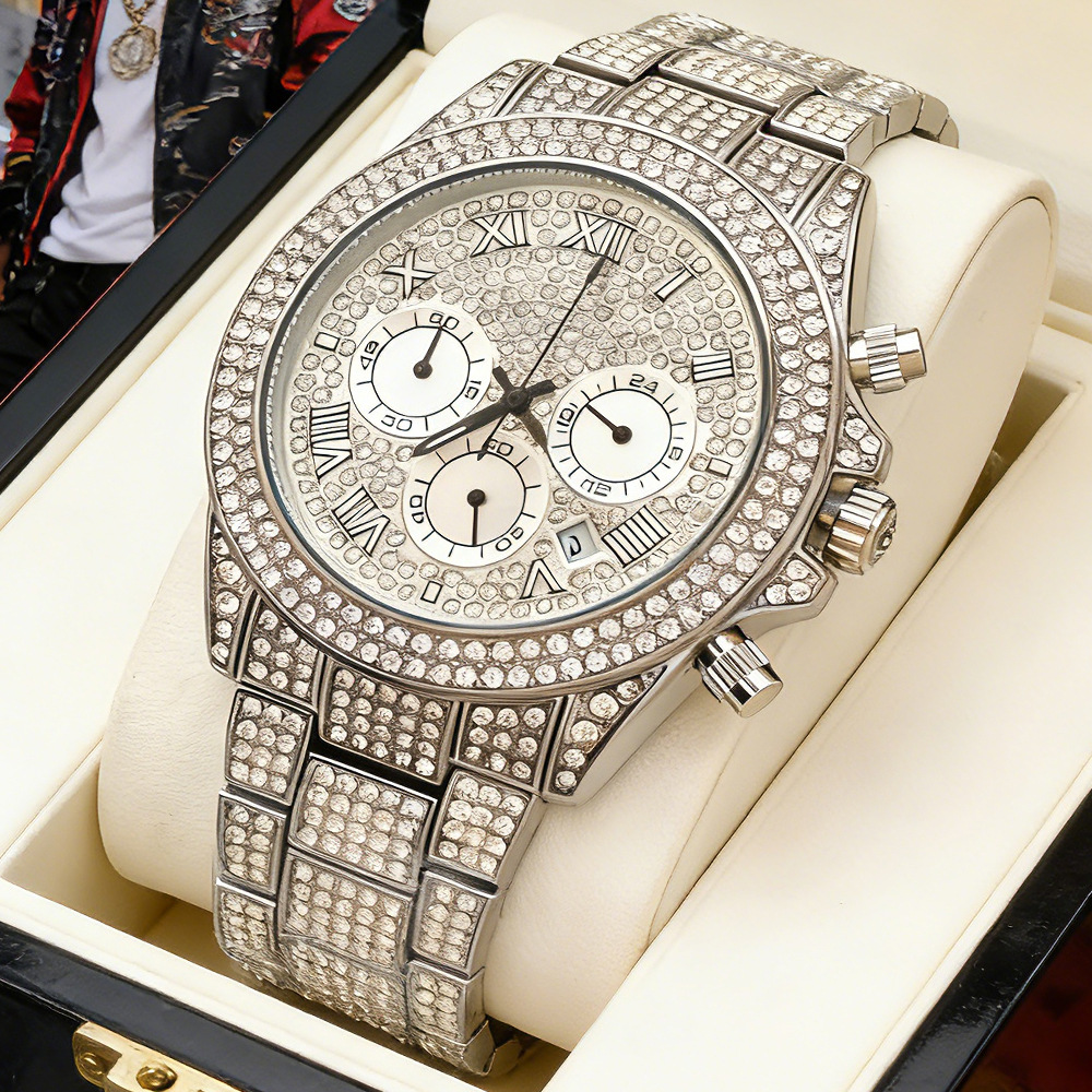 ساعة كوارتز رجالية فاخرة مرصعة - مراجعة Jewelry And Watches Luxury Brand وسعره