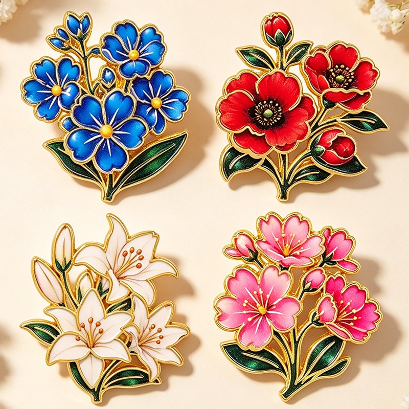 دبوس زخرفي مينا ملون بنمط زهور - مراجعة Vintage Brooch Pin وسعره